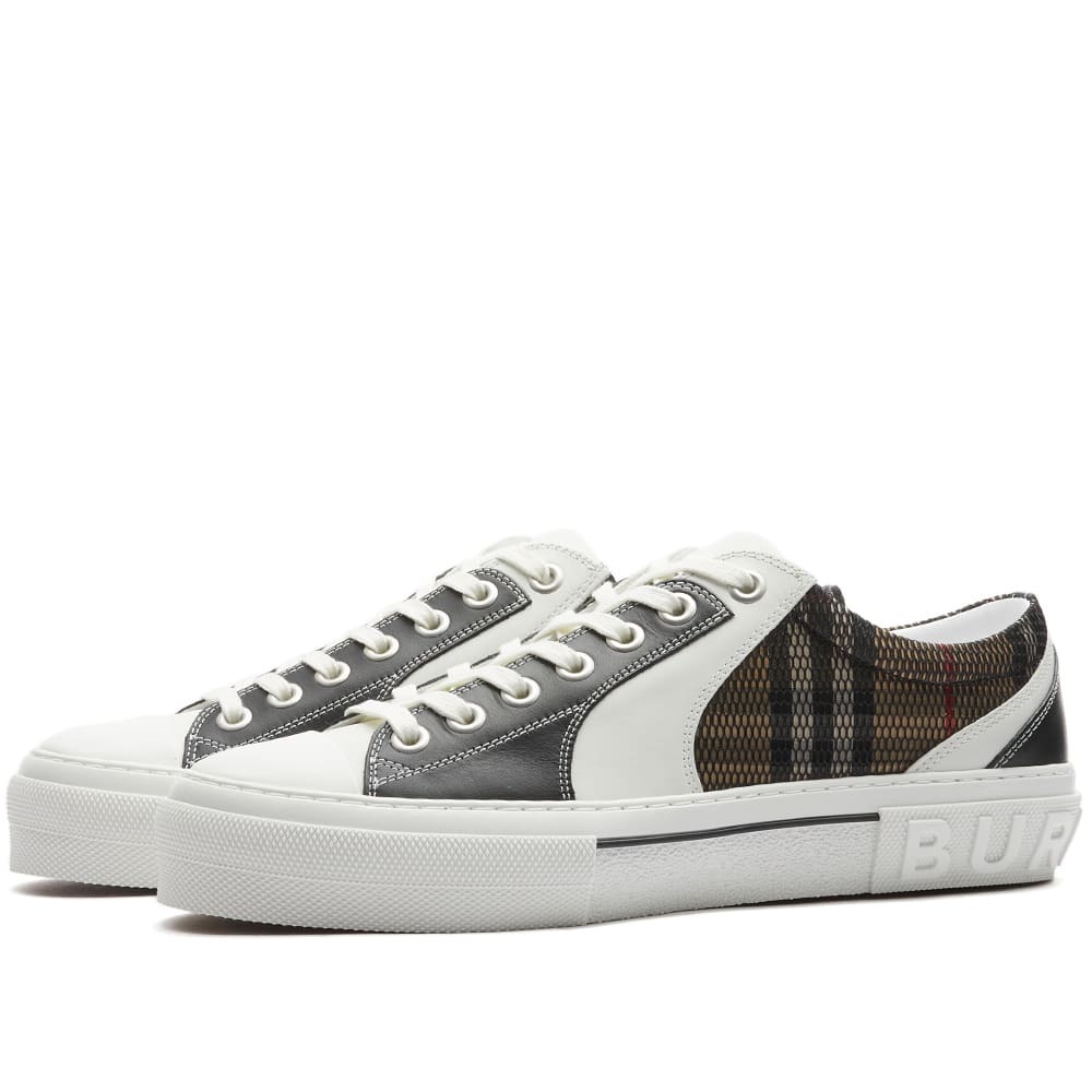 Burberry Men's Kai Overlay Check Sneakers in Black/White