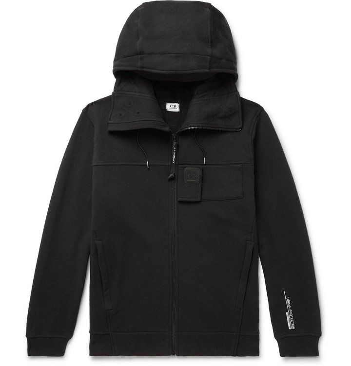 Photo: C.P. Company - Loopback Cotton-Jersey Zip-Up Hoodie - Black