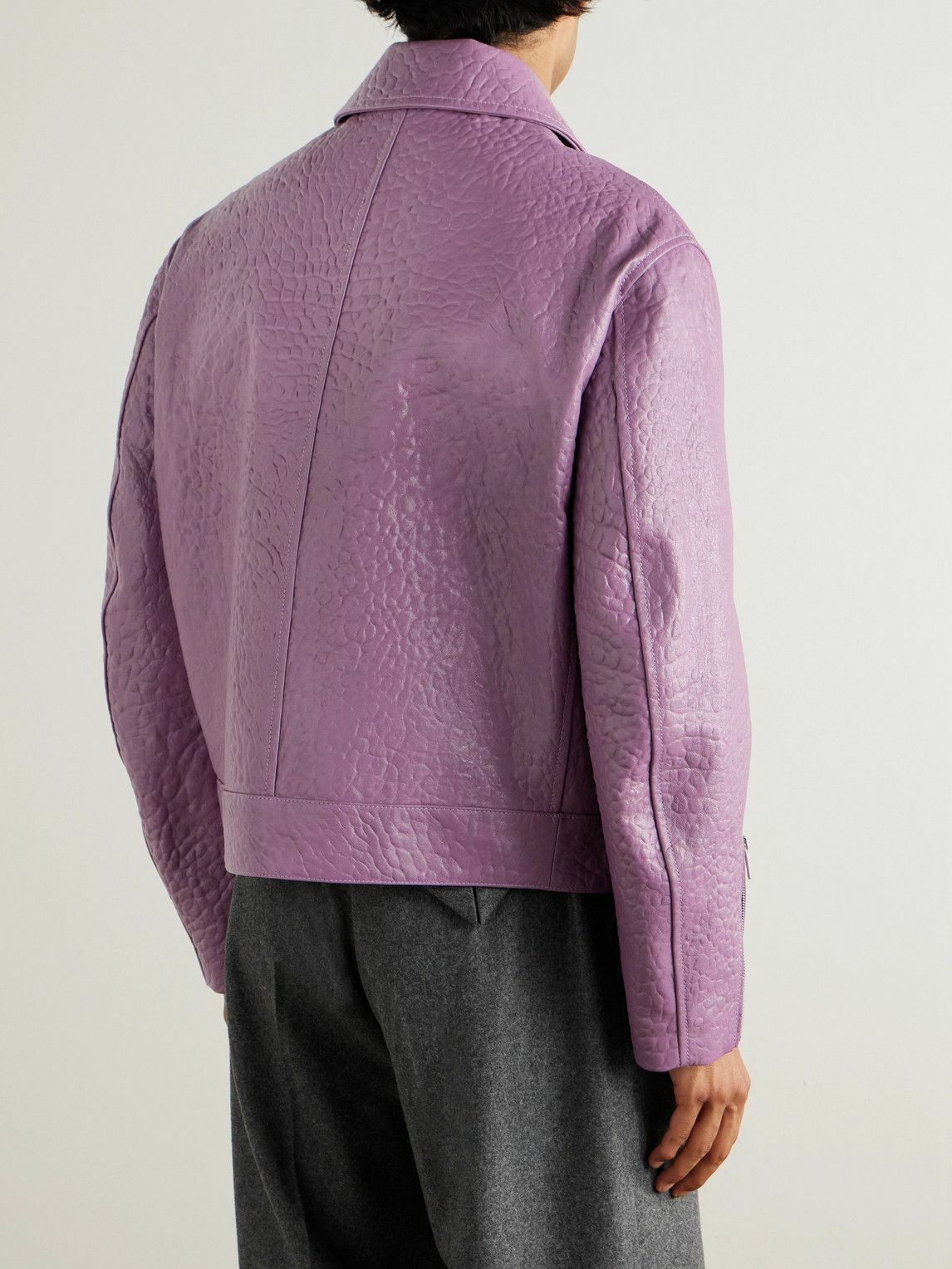 Jil Sander - Pebble-Grain Leather Jacket - Purple