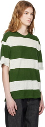 YMC Green & Off-White Triple Stripe T-shirt