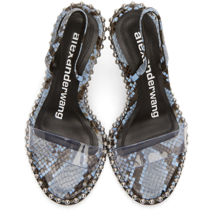 Alexander Wang Black and Blue Snake Nova Logo Sandals