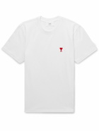 AMI PARIS - Logo-Embroidered Cotton-Jersey T-Shirt - White