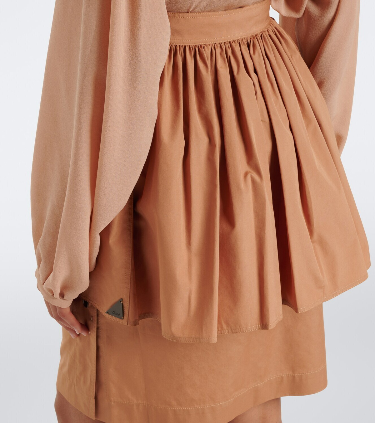 Chloé Layered cotton gabardine midi skirt