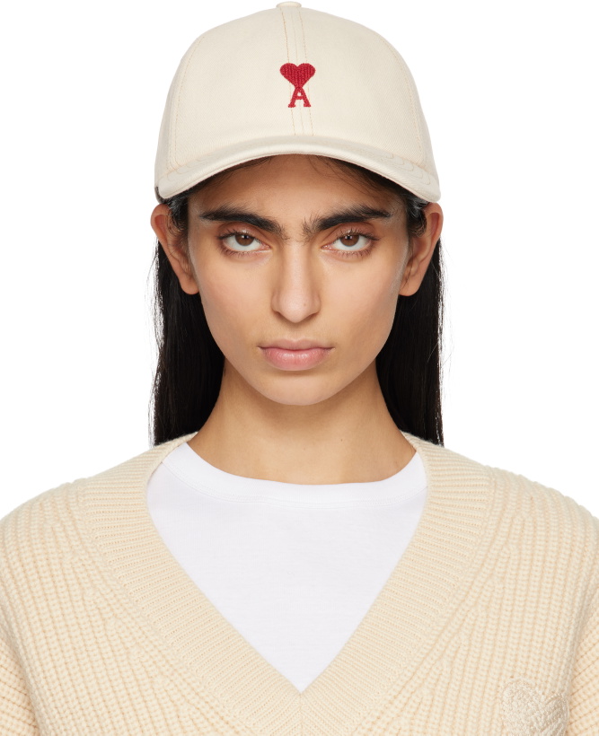 Photo: AMI Paris Off-White Cotton Ami de Coeur Embroidery Cap