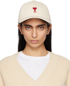 AMI Paris Off-White Cotton Ami de Coeur Embroidery Cap