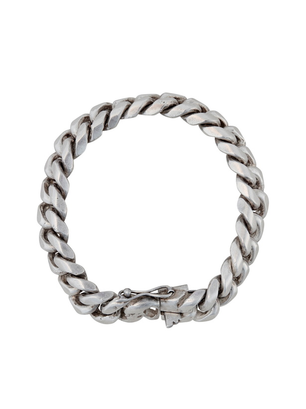 Photo: FOUNDWELL - Vintage Heavy Curb 1990s Sterling Silver Bracelet - Silver