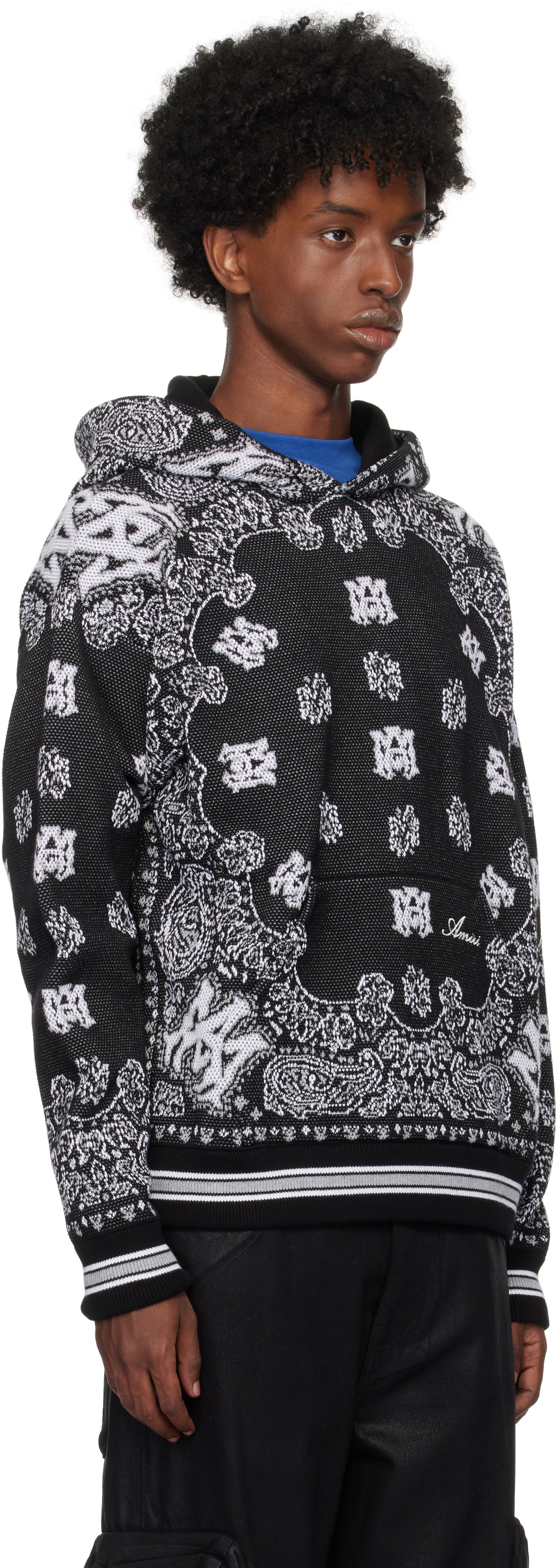 AMIRI Black White Bandana Hoodie Amiri