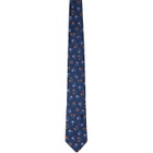 Dries Van Noten Navy Floral Tie