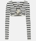 Jean Paul Gaultier Striped flower-appliqué crop top
