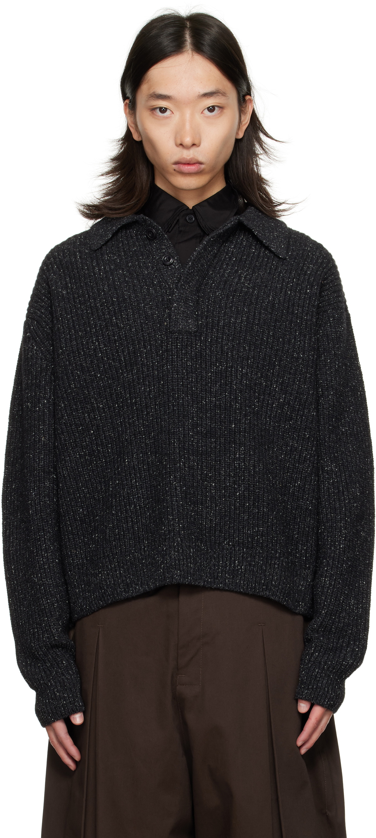 SAGE NATION Gray Knit Polo