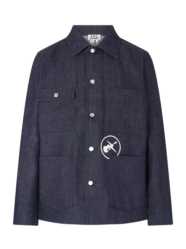 Photo: A.P.C. - Fragment Printed Denim Jacket - Blue
