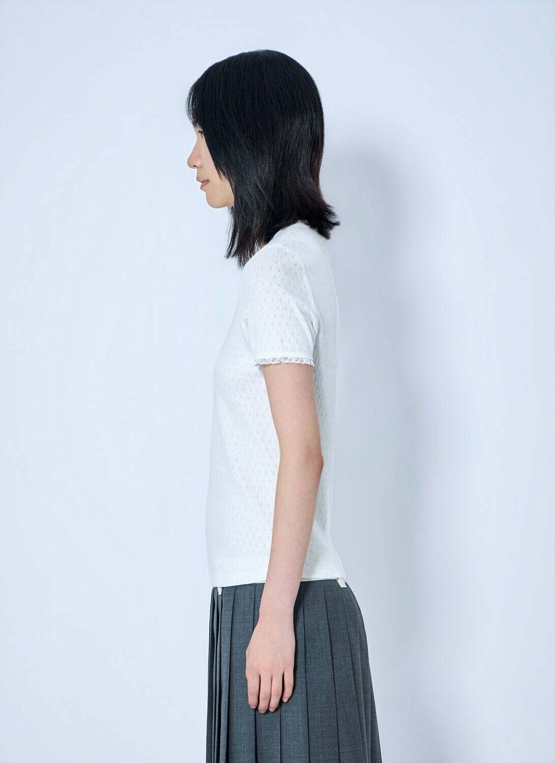 Miu Miu Lace-Trim Logo-Patch T-shirt
