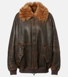 Brunello Cucinelli Monili shearling-trimmed leather blouson jacket
