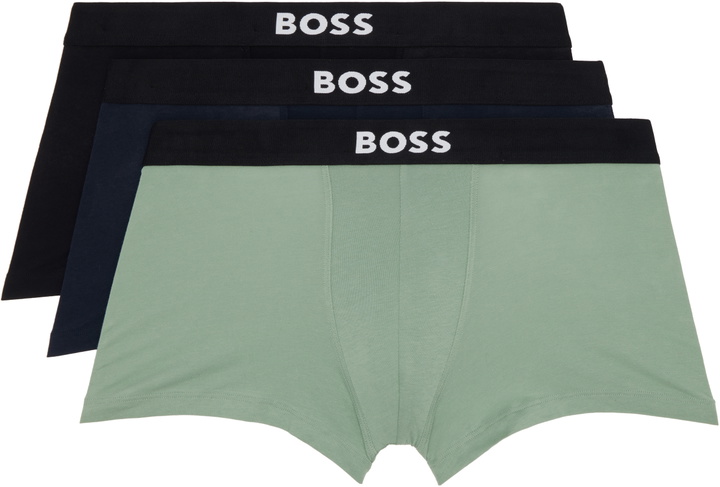 Photo: BOSS Three-Pack Multicolor Stretch-Cotton Boxer Briefs