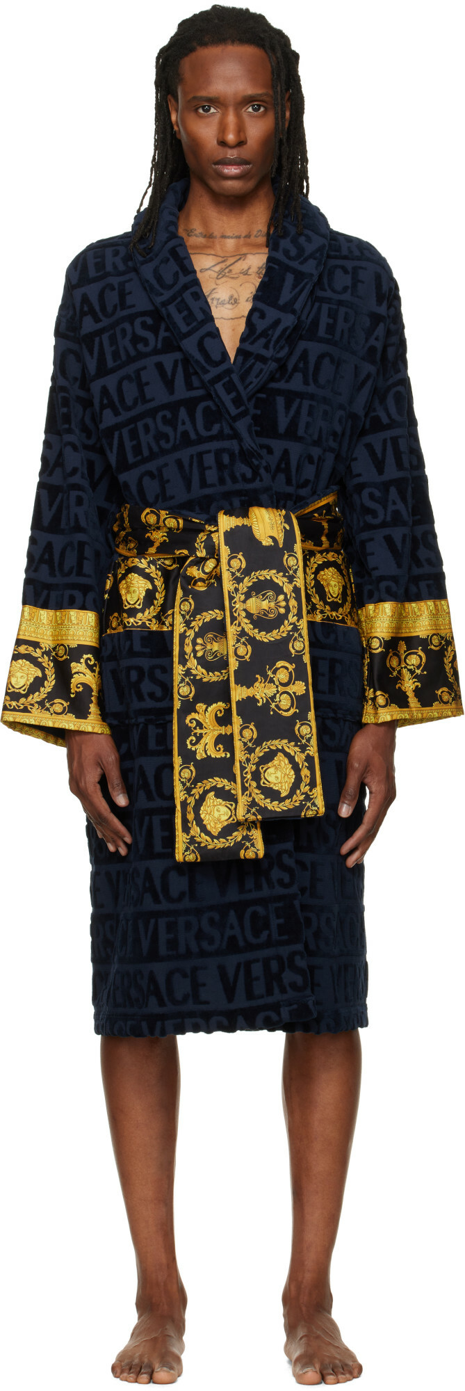 Versace Navy 'I Heart Baroque' Bathrobe