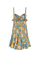 Rabanne Floral-print Chainmail and Jersey Mini Dress Multicoloured