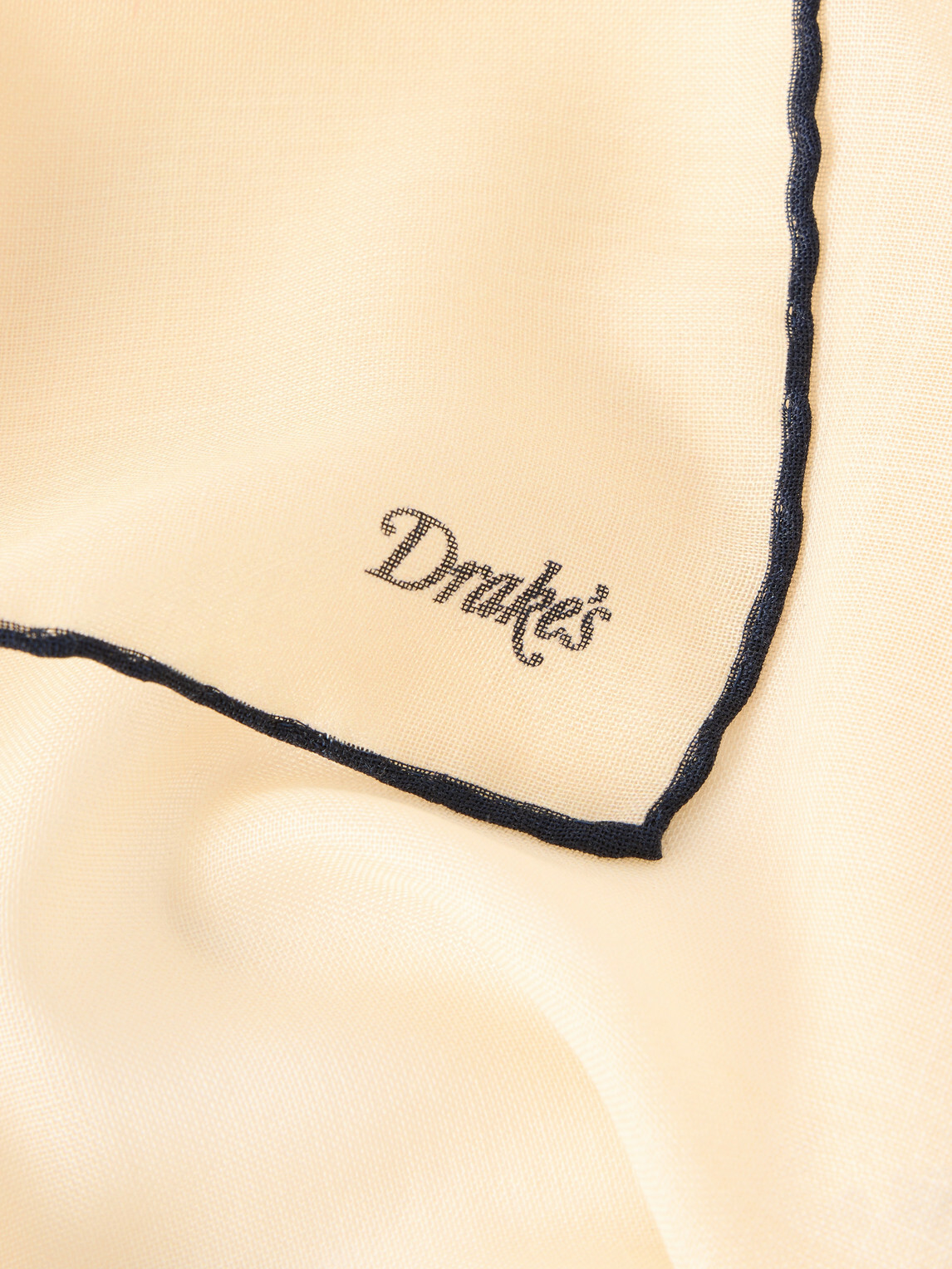Drake's - Logo-Print Silk and Wool-Blend Gauze Pocket Square