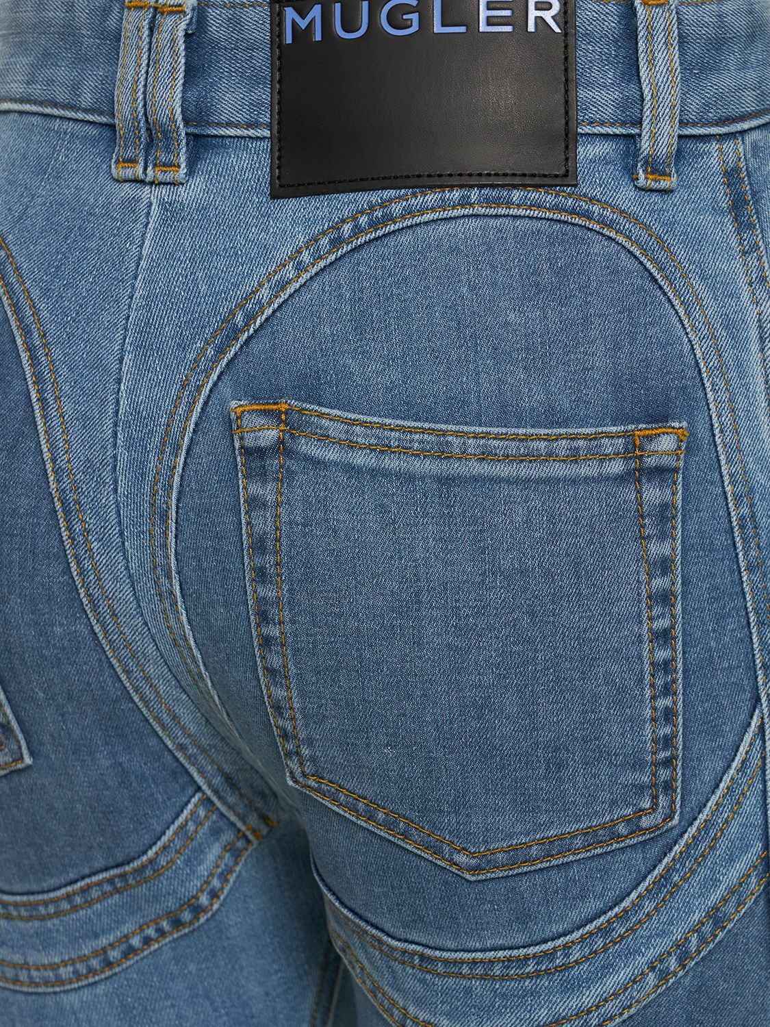 MUGLER - Two-tone Cotton Denim Skinny Jeans Mugler