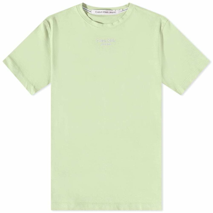 Photo: Calvin Klein Men's Stacked Logo T-Shirt in Jaded Green