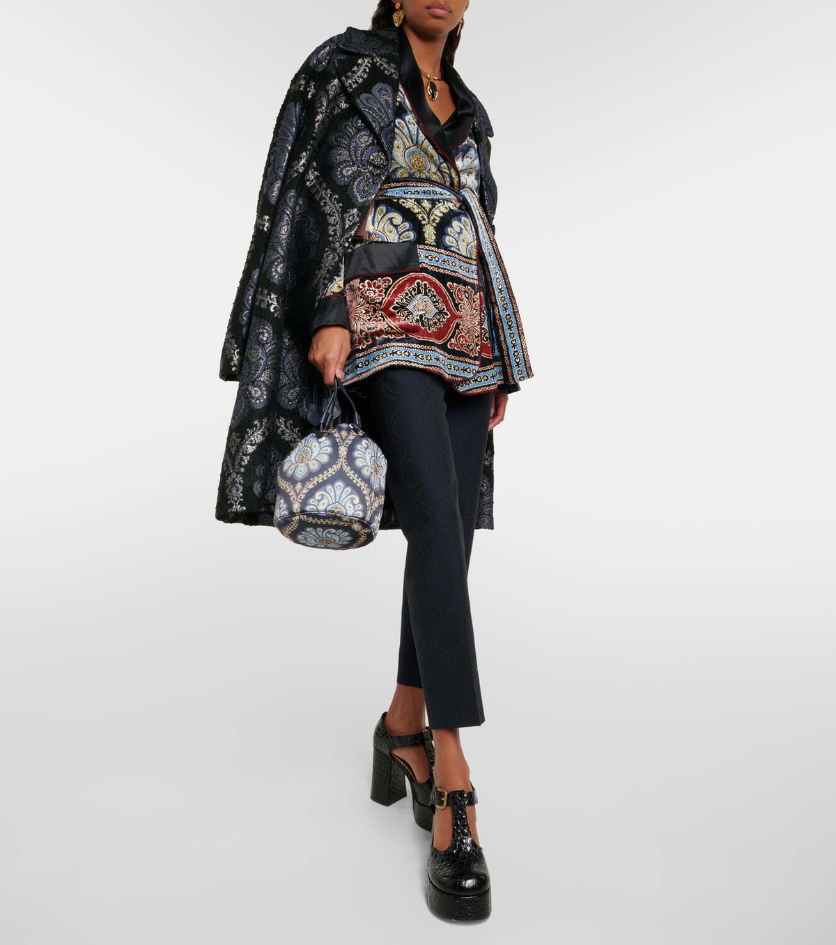 Etro Printed satin clutch