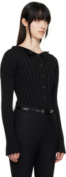 LE17SEPTEMBRE Black Ribbed Collarless Cardigan