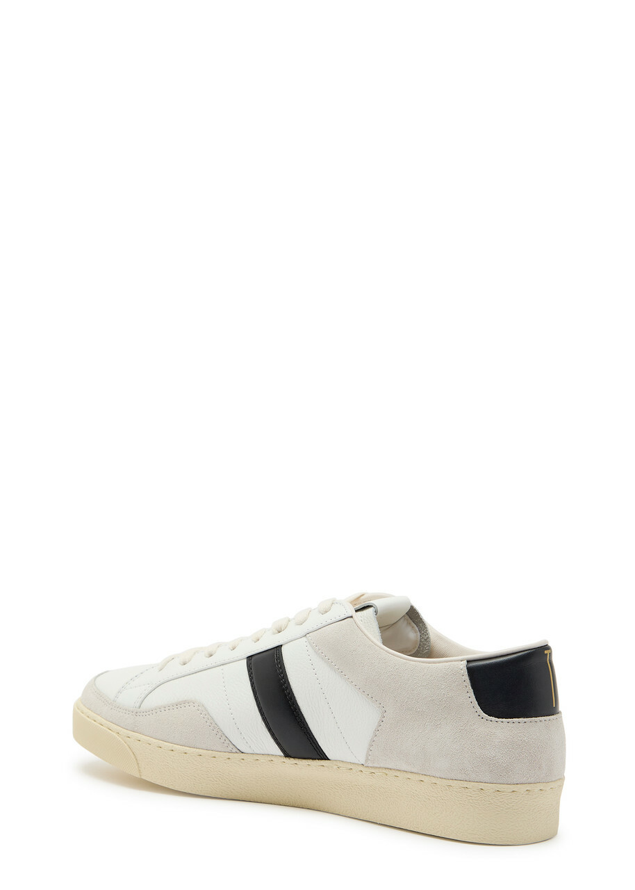 Tom Ford Panelled Suede and Grained Leather Sneakers White