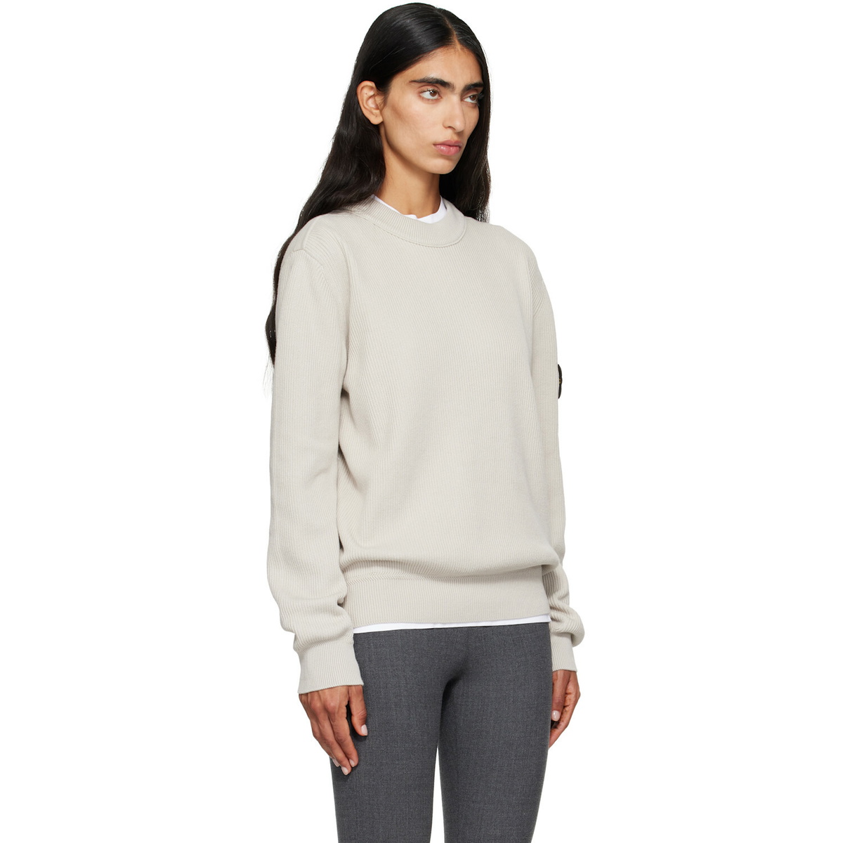 Stone Island Beige 5100154 Ribbed Soft Organic Cotton Sweater