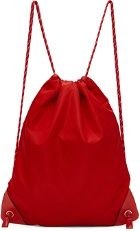Versace Red 'La Medusa' Nylon Drawstring Backpack