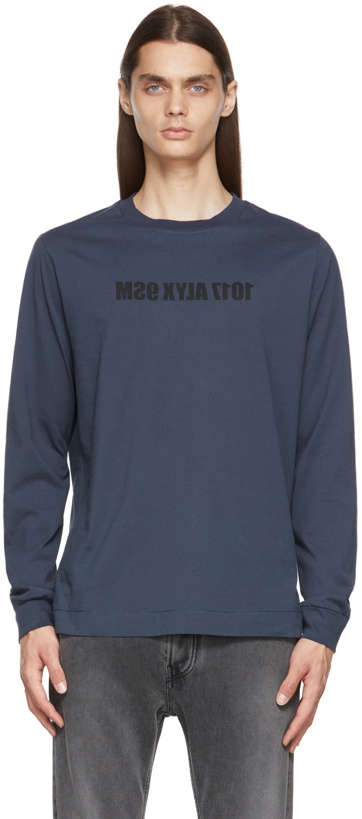 Photo: 1017 ALYX 9SM Navy Mirrored Logo Long Sleeve T-Shirt
