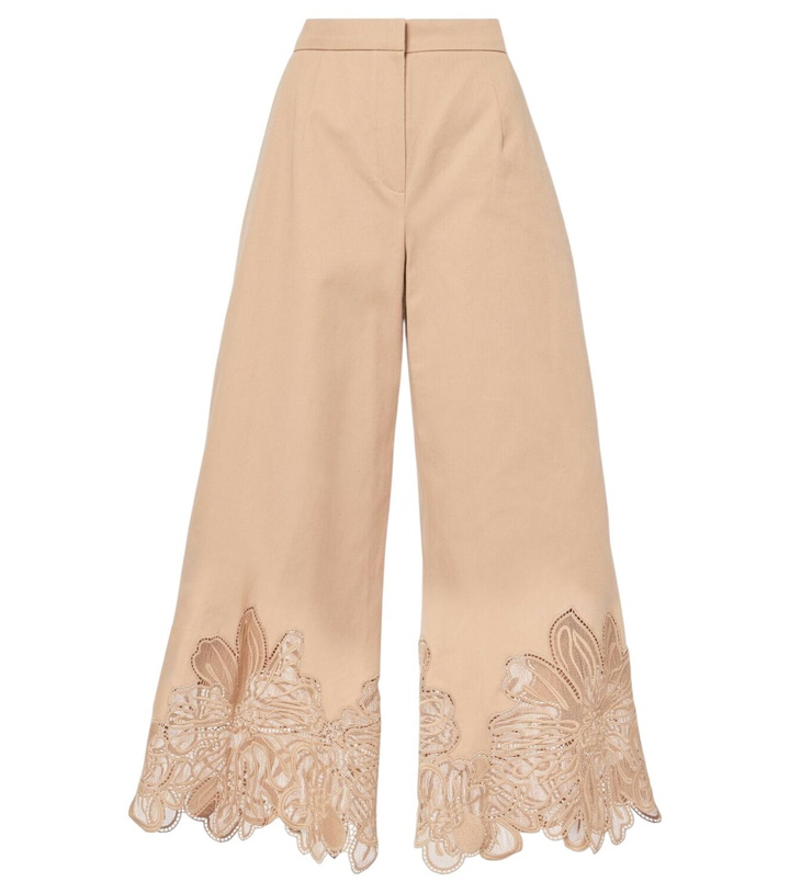 Photo: Elie Saab Embroidered gabardine cropped wide-leg pants