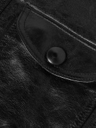 CELINE - Droit Waxed Textured-Leather Jacket - Black