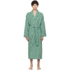 Tekla Green & White Terry Classic Bathrobe