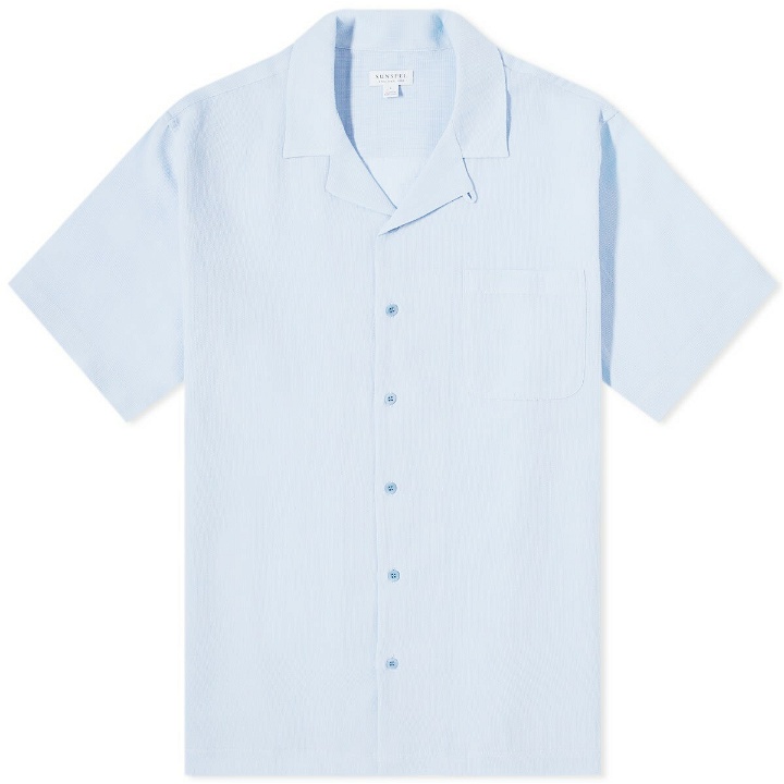Photo: Sunspel Men's Waffle Vacation Shirt in Cool Blue