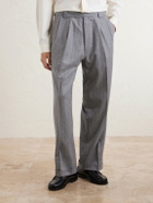Kaptain Sunshine - Tapered Pleated Striped Wool-Flannel Suit Trousers - Gray
