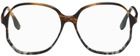 Victoria Beckham Tortoiseshell Faceted Round Optical Glasses