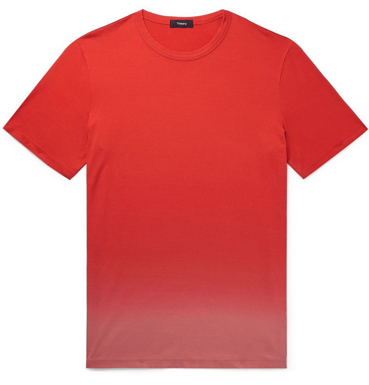 Photo: Theory - Essential Dip-Dyed Pima Cotton-Jersey T-Shirt - Red