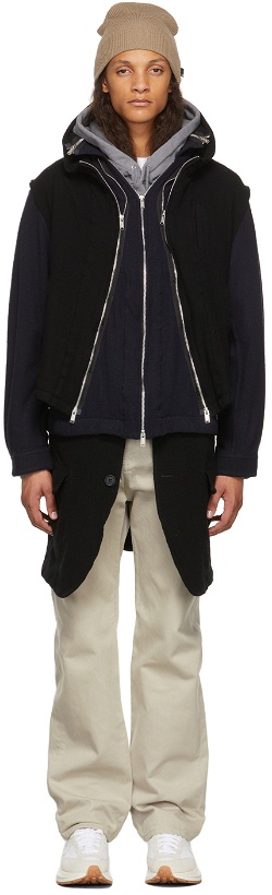 Photo: Undercover Black Wool Double Zip Coat