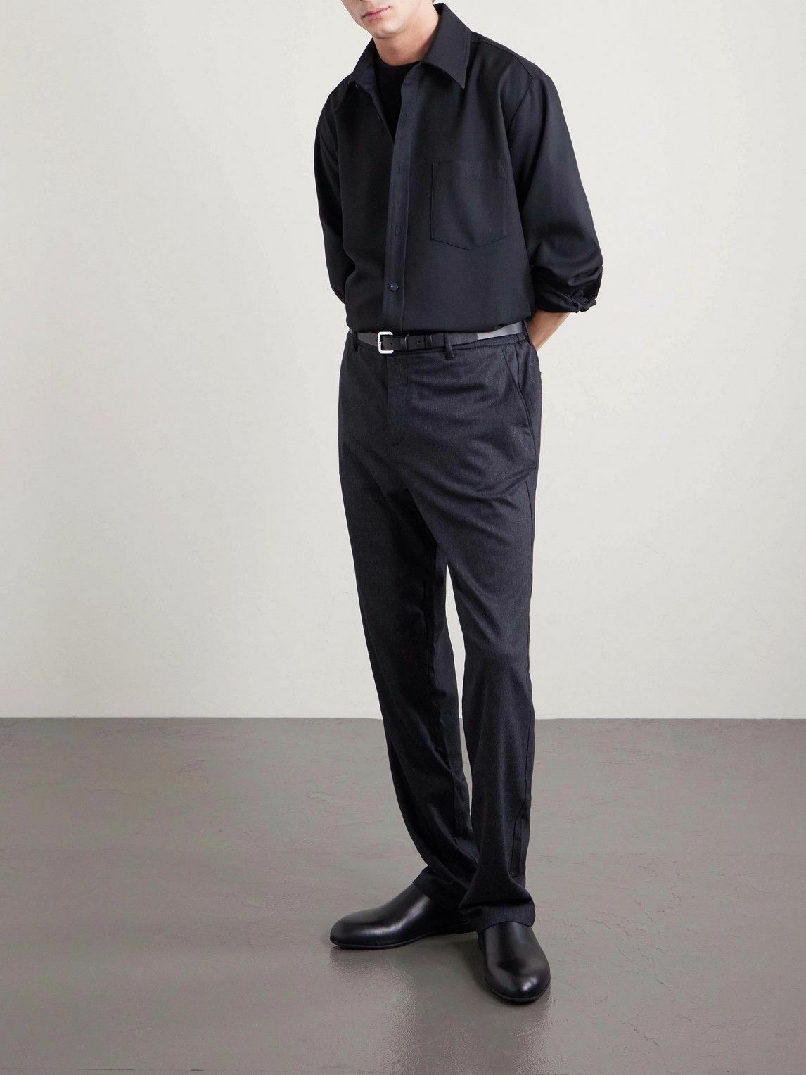 Sunspel - Tapered Stretch Wool and Cashmere-Blend Flannel Trousers - Gray
