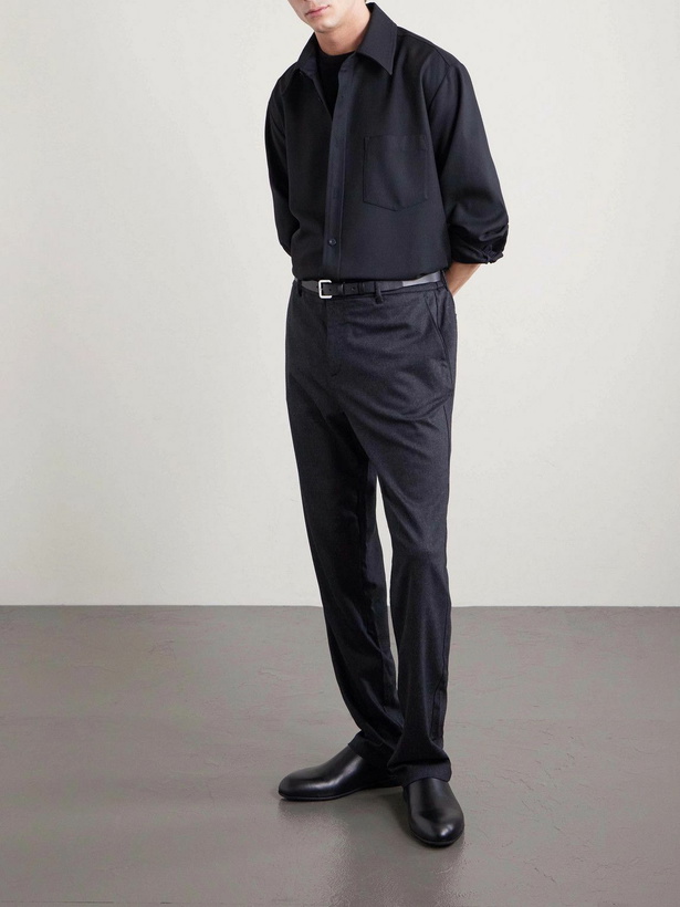 Photo: Sunspel - Tapered Stretch Wool and Cashmere-Blend Flannel Trousers - Gray