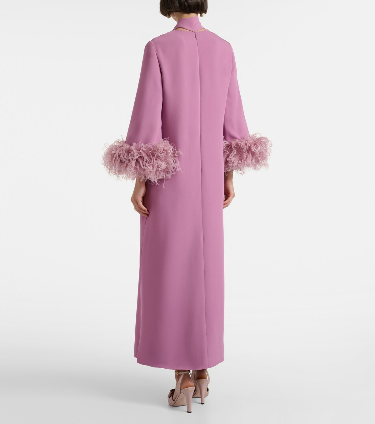 Valentino Cady Couture feather-trimmed maxi dress