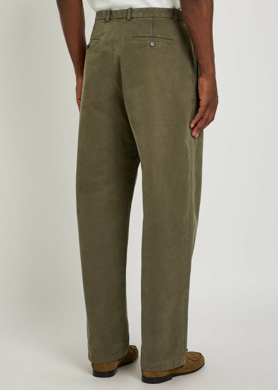 Jil Sander Tapered Cotton-twill Trousers Olive