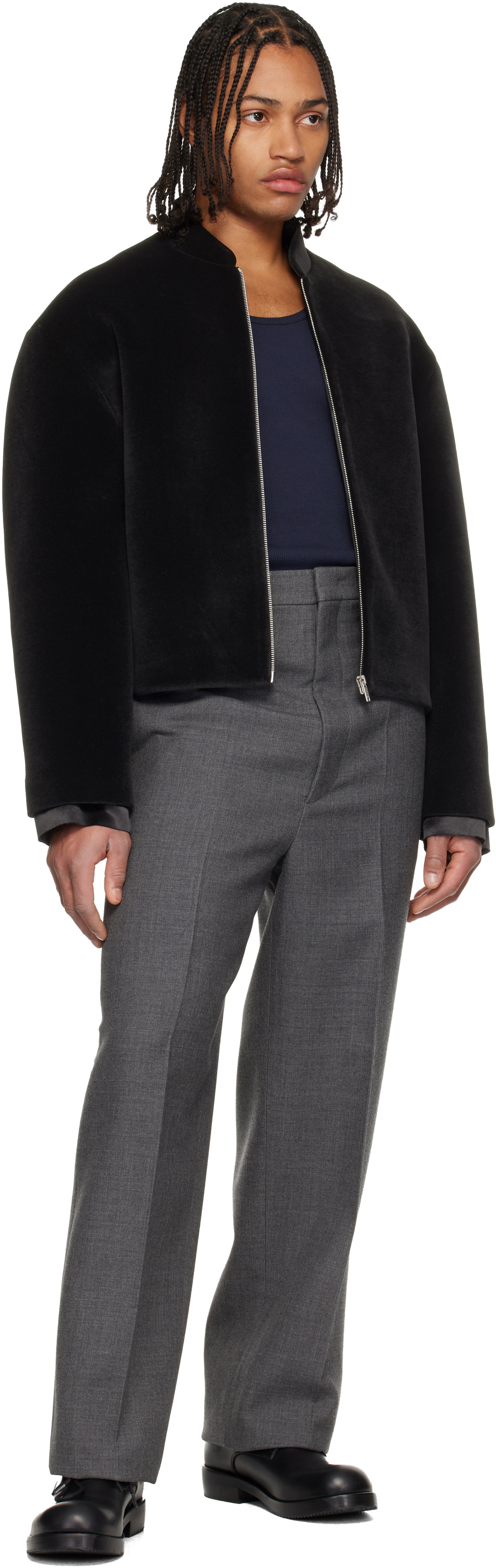 Jil Sander Black Zip Bomber Jacket Jil Sander