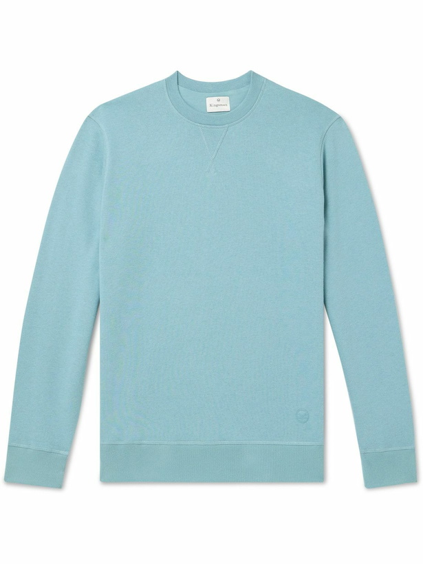 Photo: Kingsman - Logo-Embroidered Cotton and Cashmere-Blend Jersey Sweatshirt - Blue