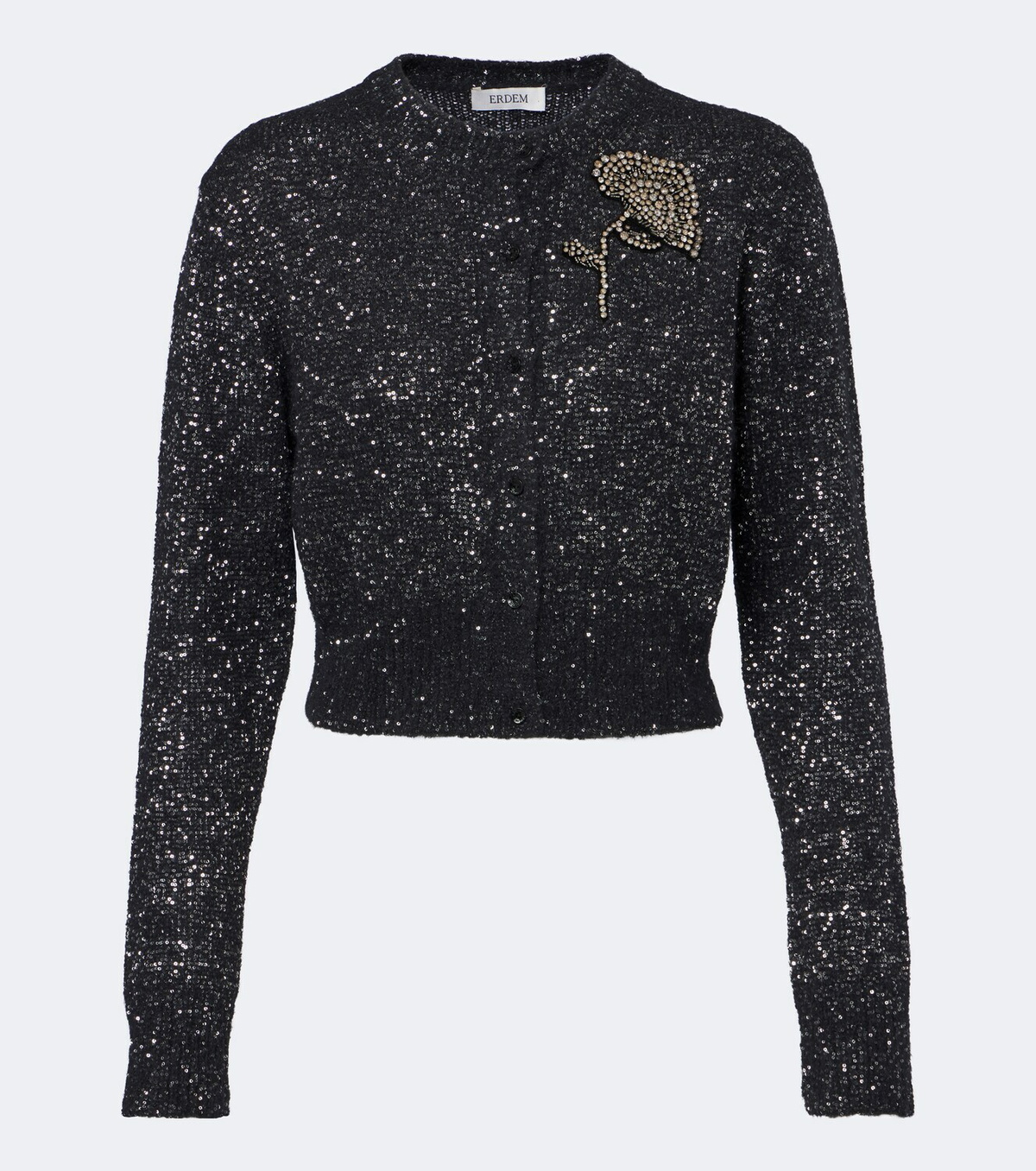 Erdem Cropped embellished alpaca-blend cardigan