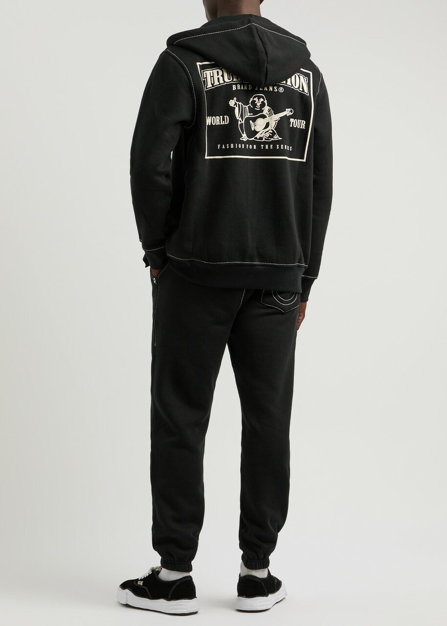 True Religion Big T Hooded Cotton-blend Sweatshirt Black