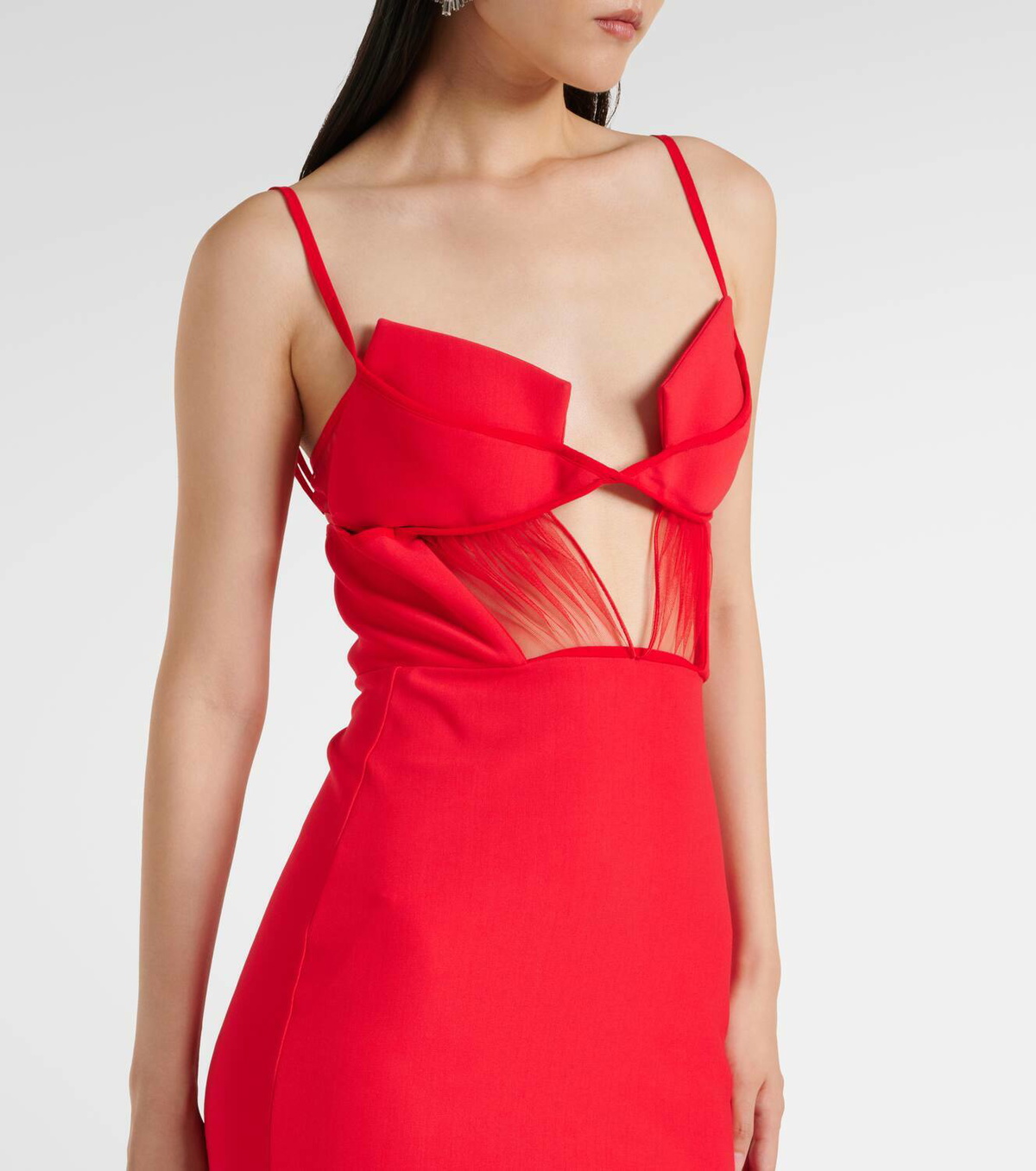 open lace back dress Mae Corset Draped Gown in Cognac XS