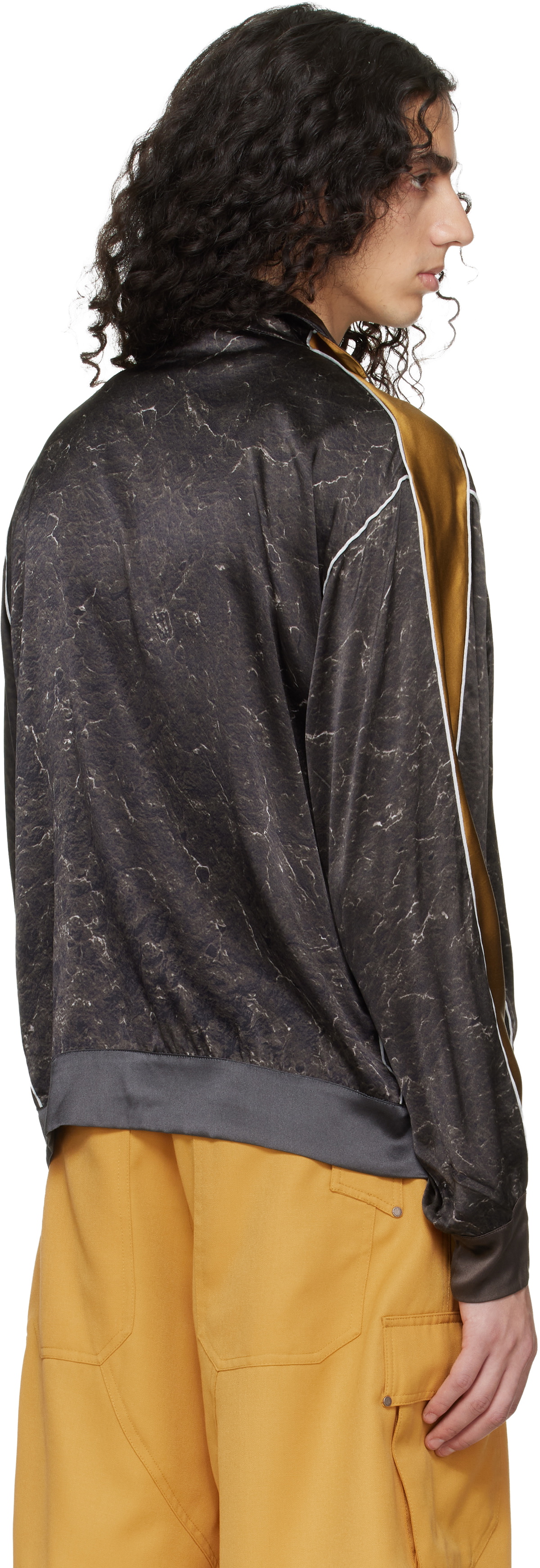 Serapis Brown Satin Silk Football Track Jacket