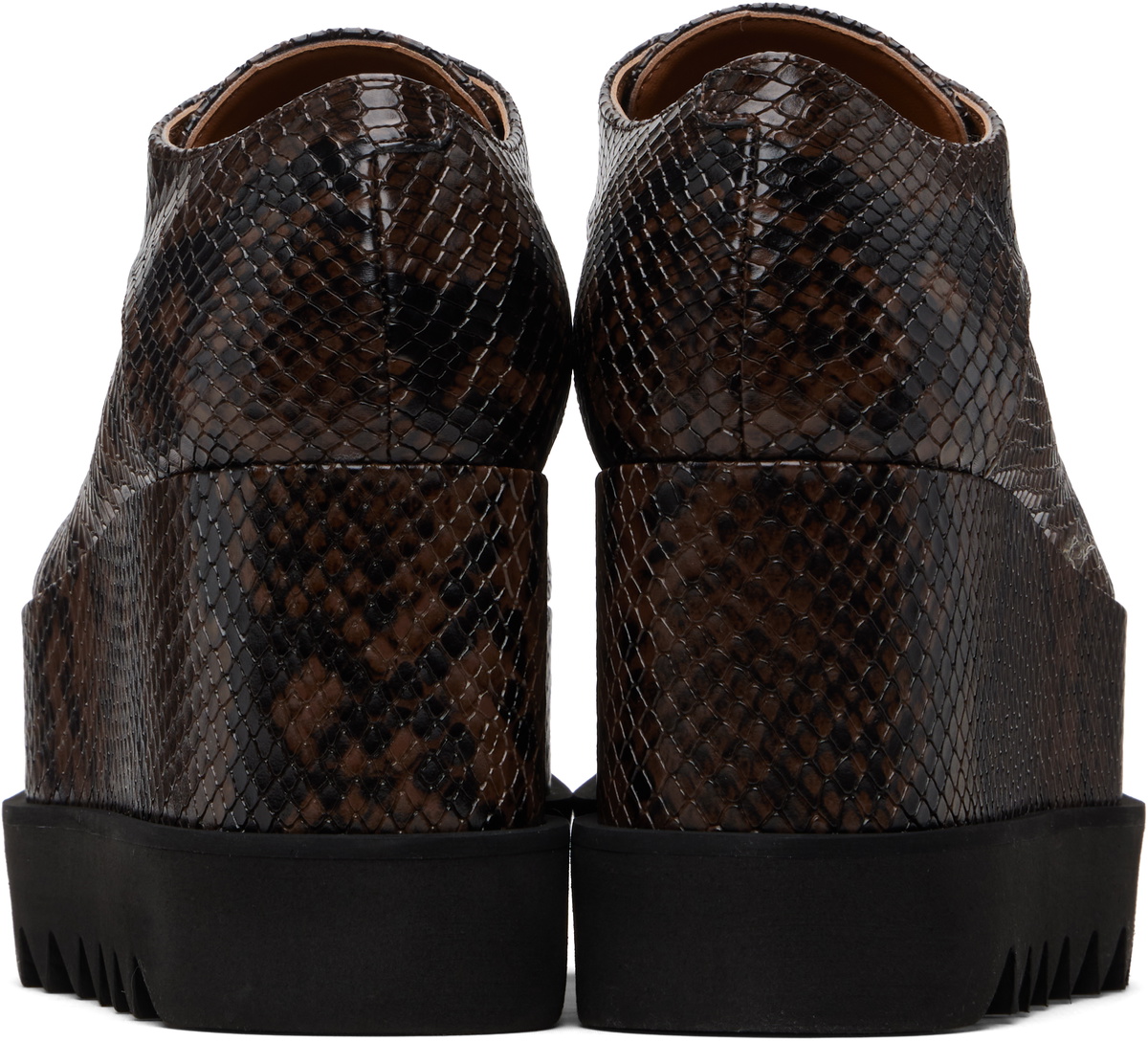 Stella McCartney Brown Limited-Edition Elyse Snake Platform Derbys