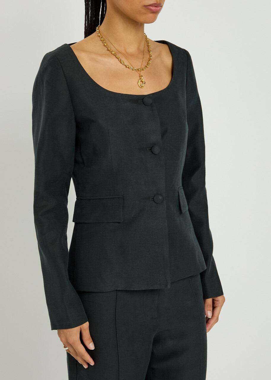 Remain BY Birger Christensen Open Neck Fitted Woven Jacket Black