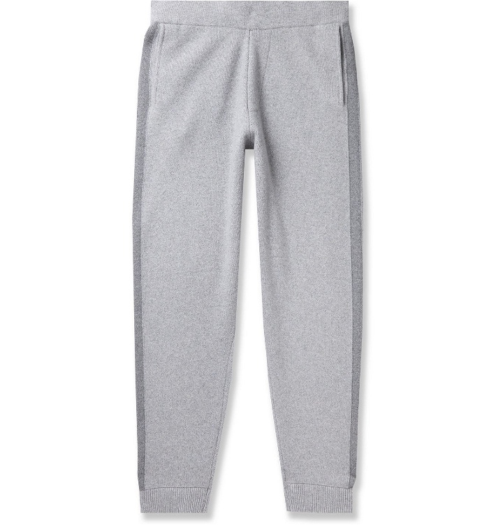 Photo: Theory - Crimden Tapered Striped Mélange Wool and Cashmere-Blend Sweatpants - Gray